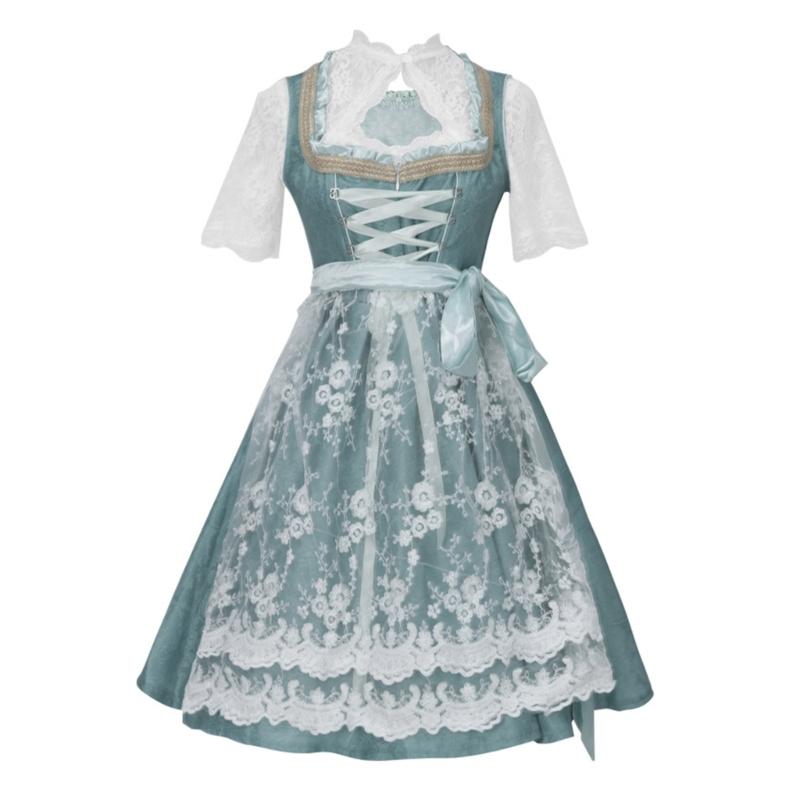 

German Beer Festival Dress Suspender Dress Lace Blouse 3 Colors Breathable Polyester Costume Outfit L зелёный