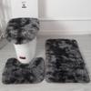 Non Dye Tie Slip Mat Fluffy Plush Bathroom Toilet Seat Cover Carpet 3 Piece Set