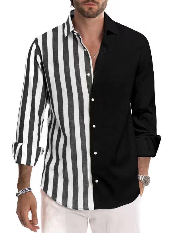 Men's Striped Long Sleeve Shirt - Spring/Autumn Fashion