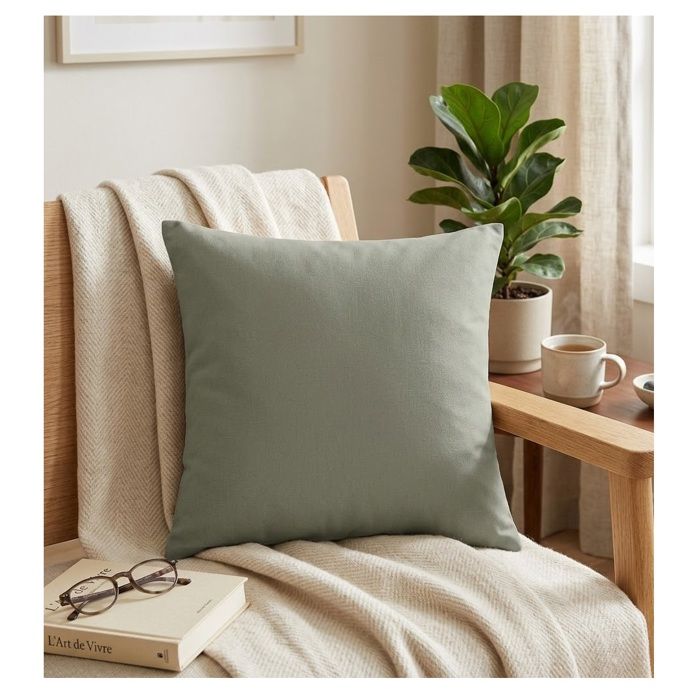 Coussin polyester uni 40 x 40 cm Pop color sauge