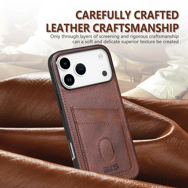 Luxury Phone Case Card Holder PU Leather Magnetic Pocket Cover For iPhone 17 16e Pro 15 14 13 12 11 Max 16Plus Soft Back Cover