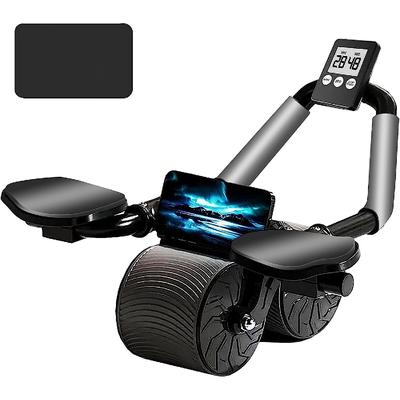 Automatic Rebound Ab Abdominal Exercise Roller with Elbow Support and Timer, Abs Roller Wheel Core Exercise Equipment