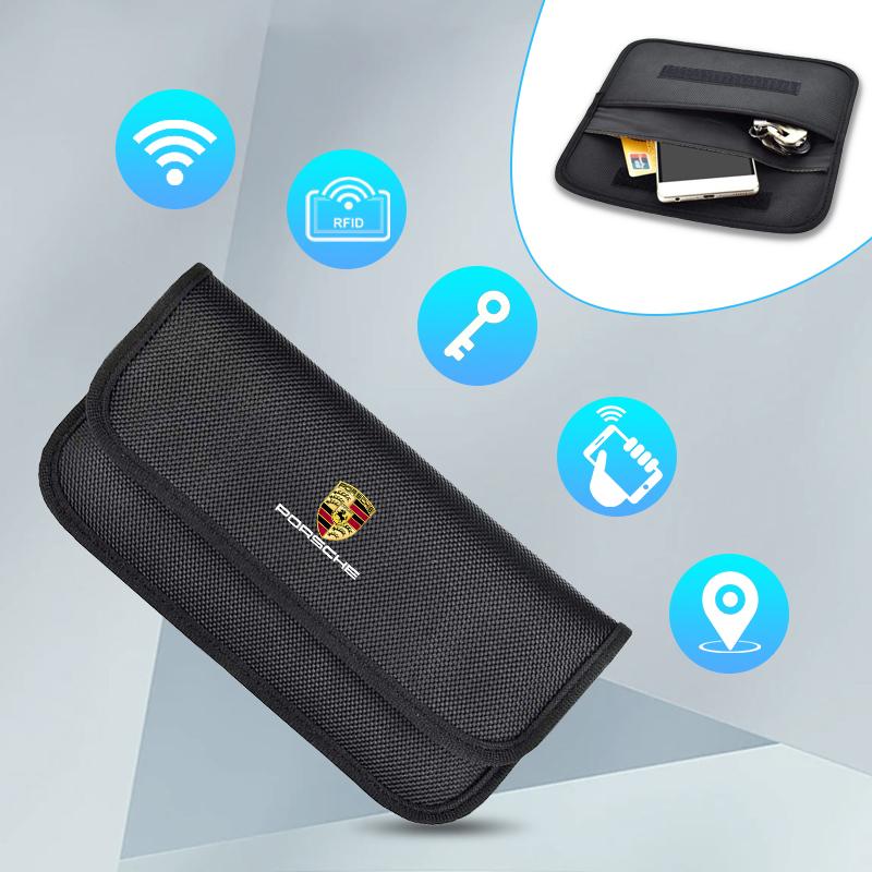 ACDOH1 Auto Handy Signalblocker Tasche Abschirmtasche für Porsche Cayenne Panamera Macan 911 718 Taycan Cayman Schlüsselanhänger