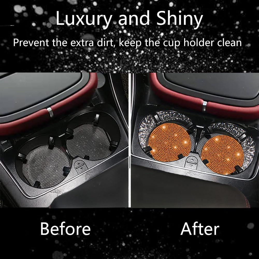 NBTEPEM Bling Car Cup Holder Coasters 2.75 Inch Anti-slip Shockproof Universal Fashion Car Coaster
