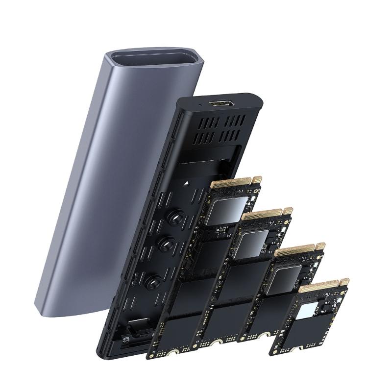 Metal USB 3.2 Type C HDD Enclosure Box Tool Less Installation Multiple Platforms Compatibility for 2230-2280 Disks Case