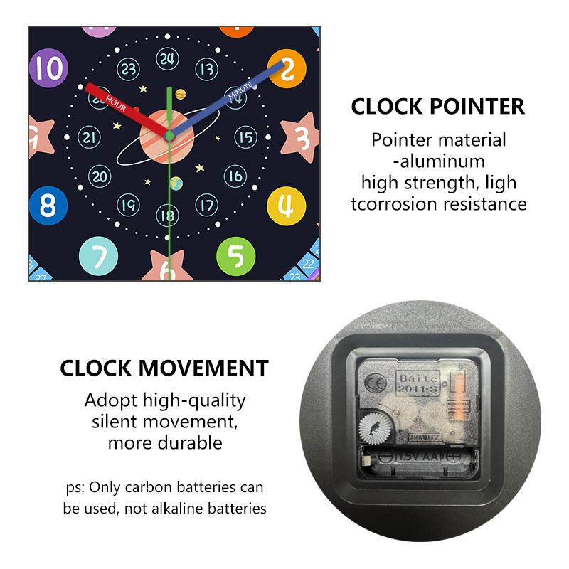 Time Teaching Wall Clock, 14 Inch Early Education Silent Clock with Large Colorful Numbers, Learning Clock for Kids Bedroom