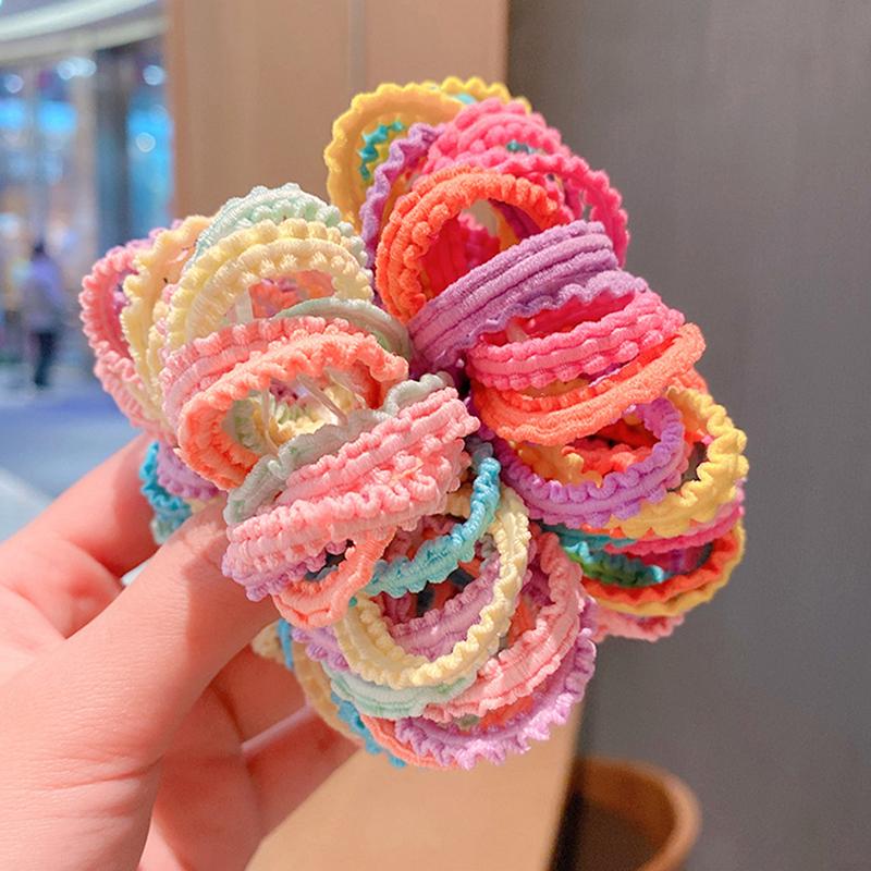 50Pcs Hair Ties Girls Candy Color Elastic Hair Band Baby Cute Trendy Comfortable Headwear Hair Ties Kid Hair Accessories