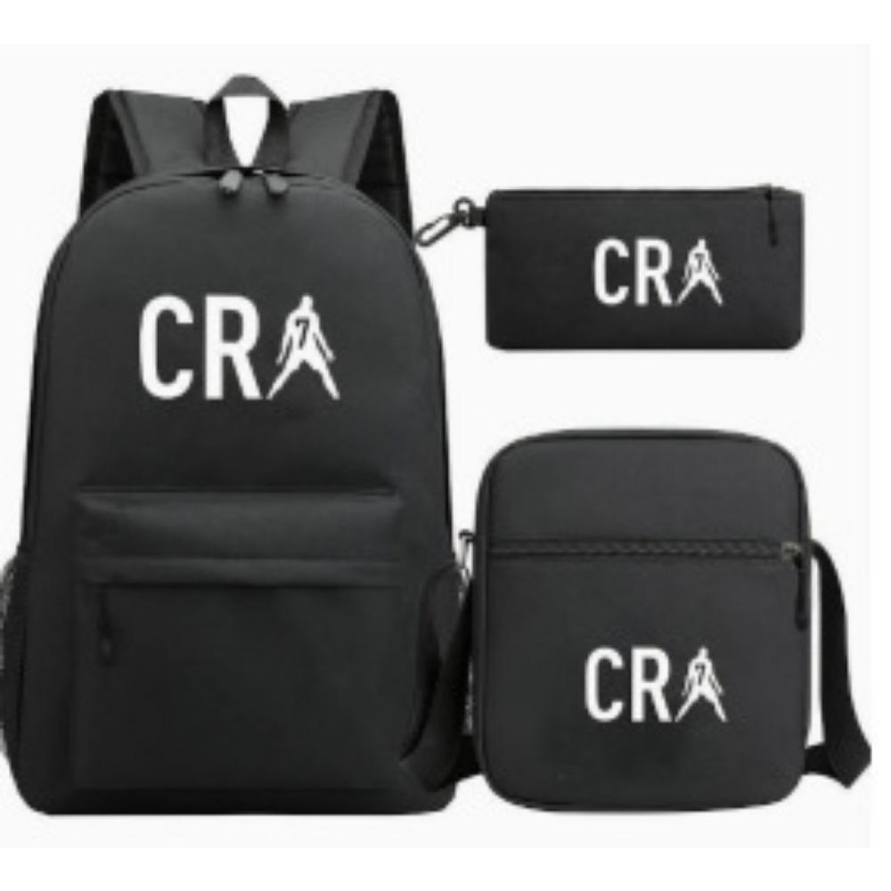 CR7C Luo Backpack Sports Peripheral Printed Backpack Children's Student School Bag Shoulder Bag Pencil Bag Three-piece Set