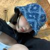 Rough Star Denim Bucket Hat Women's Blue Niche Design Sense Basin Hat Big Head Circumference Shows Face Small Bucket Hat Tide
