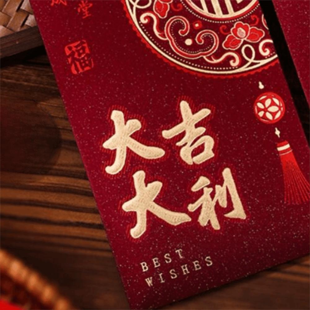 6pcs Hot Gold 2026 Horse Year Red Envelope Hongbao Traditional Lucky Money Bags Art Paper Red Packet Chinese New Year