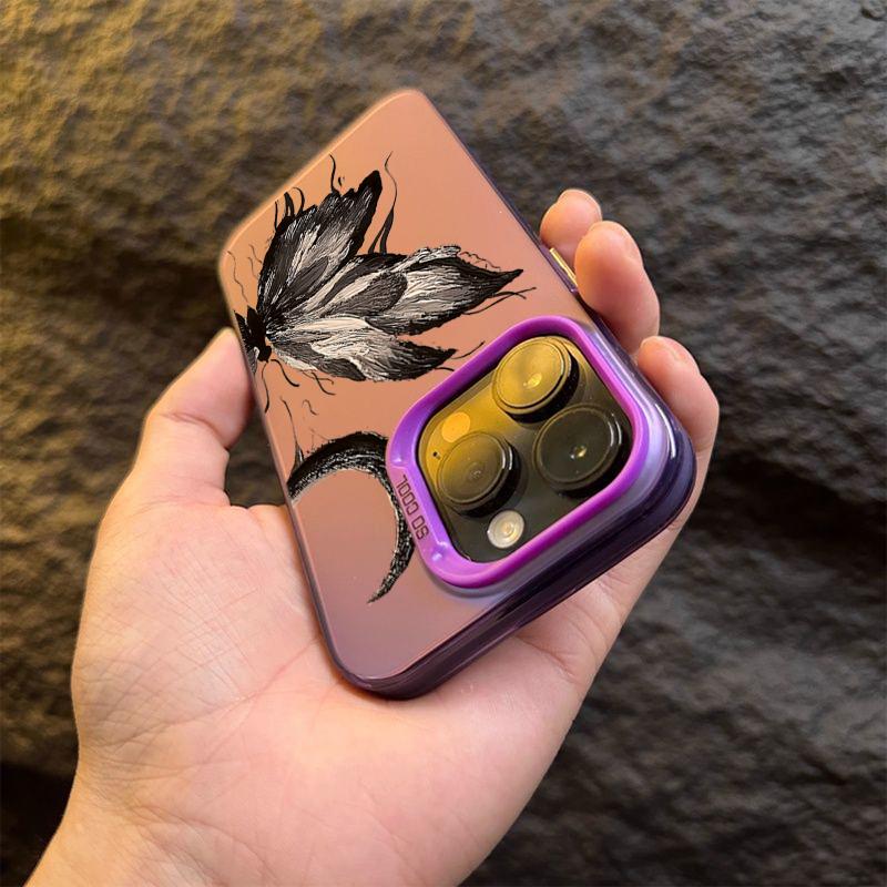 Dark Butterfly Electroplate Silver IMD Phone Case For iPhone 16 Pro Max 15 14 13 12 11 Pro XR XS 7 8 Plus Shockproof Back Cover