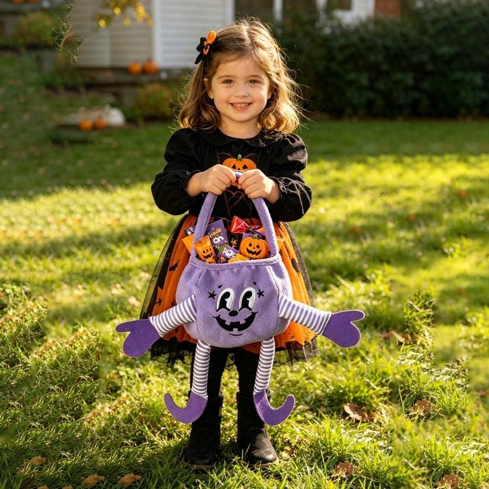 Flexible Ghost Plush Bag Open Top Pumpkin Candy Bucket Trick or Treat Bucket  Dessert Making
