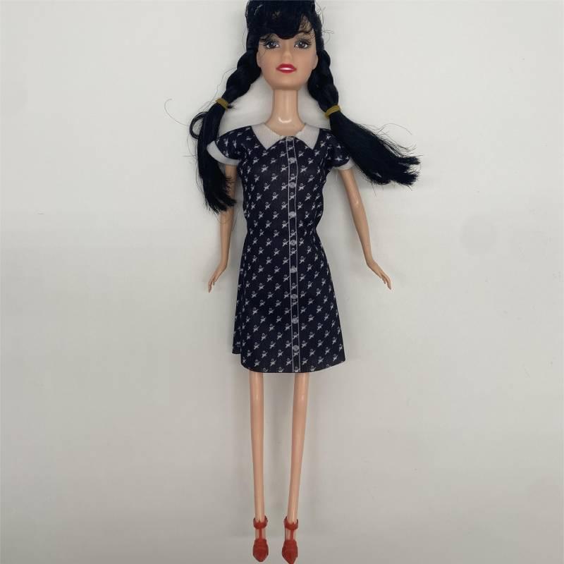 

Wednesday Addams Movie Character Doll With Polka Dot And Stripe Clothing 27cm Short Dot