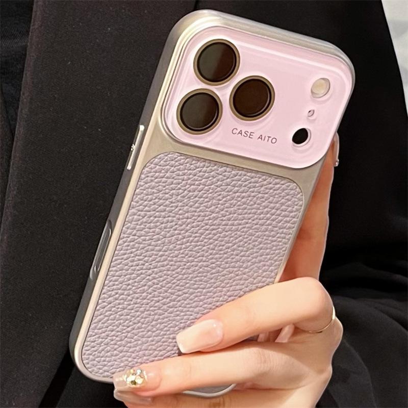 Lychee Pattern iPhone 17 Pro Max Case, Compatible with Apple 14 to 17, Large Window Design for Cross-Border Appeal.