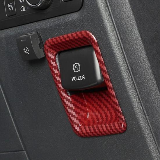 Red Carbon Fiber Handbrake Switch Panel Cover Trim Frame For Ford F150 -