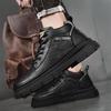 Fashion Leather Shoes for Men Lace Up Solid Color Round Toe Man Casual Boots New In Luxury Sale Low Price Adults Free Delivery Shipping