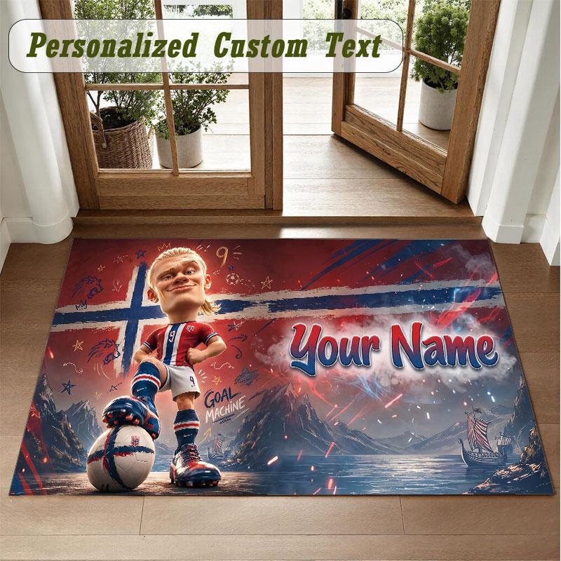 Crystal Velvet Square Rug Custom NameErling Haaland Pattern Non Slip Home Floor Decor Rug