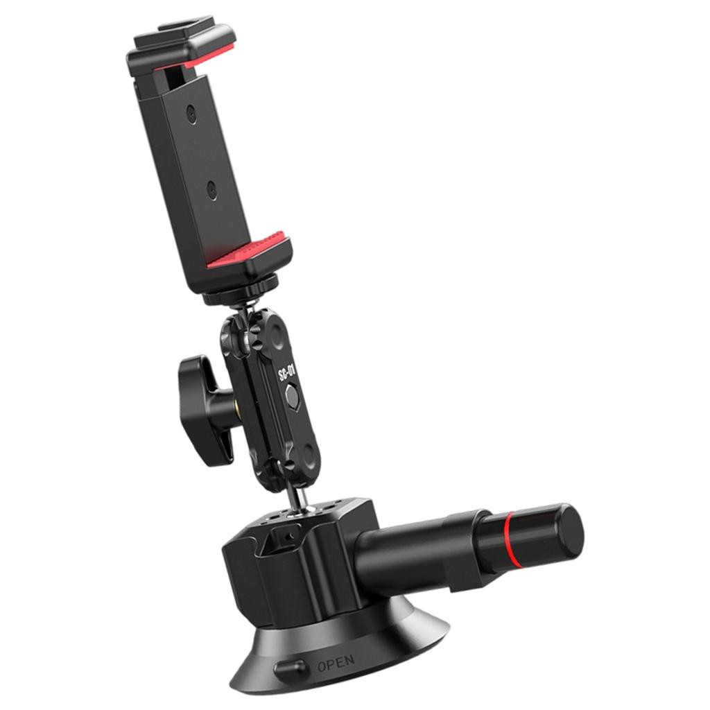 Aluminum Action Camera Holder 3" Vacuum Base Supports 20KG Weight For Car Glass Flat Surfaces