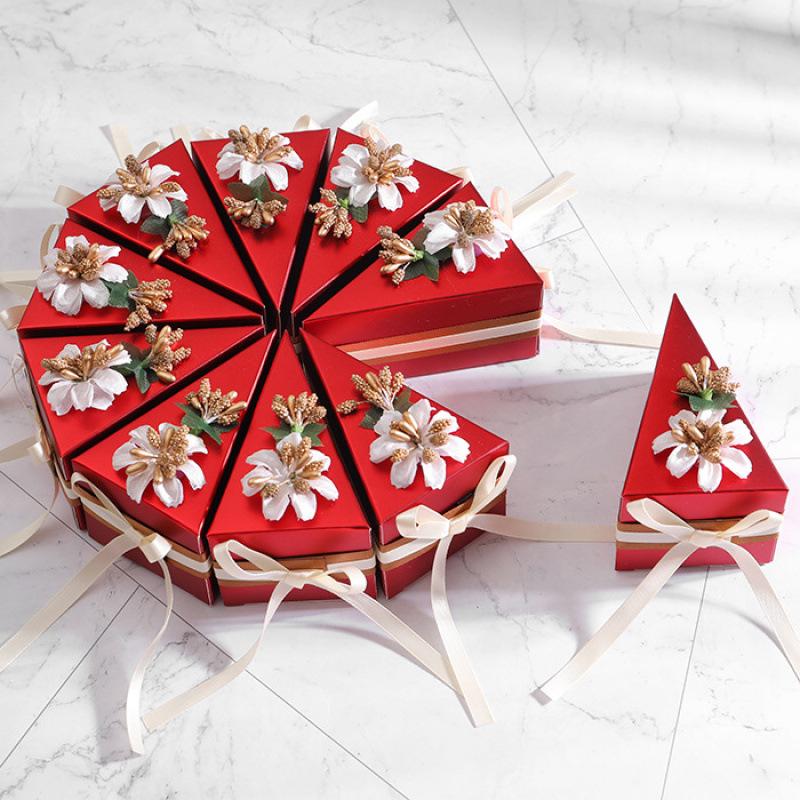 

Креативна коробка для торта та цукерок у стилі Морі для весіль та заручин Wine Red Cake-Shaped Candy Box - Set of 10, Small