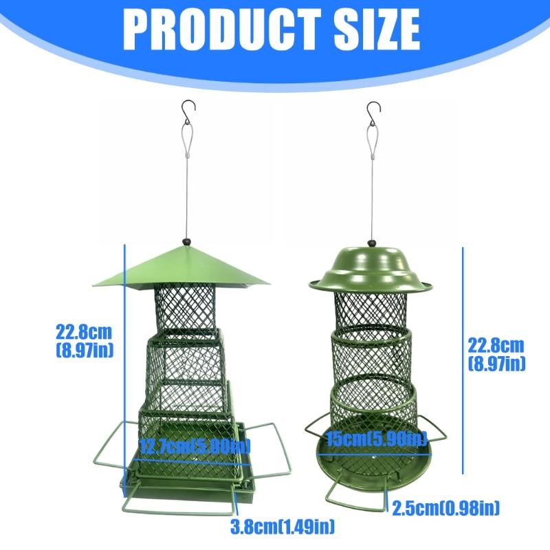 Squirrels Proof Outdoor Bird Feeder Metal Construction Feeding Ports Weatherproof Roof Design For Finches