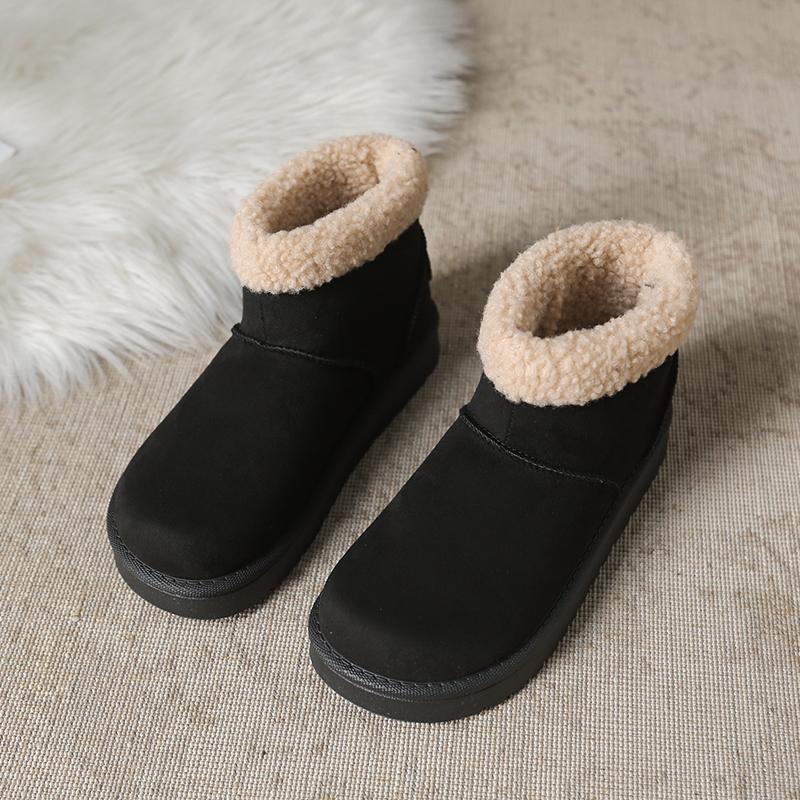Fashion Women Ankle Snow Boots Suede Flats Platform Warm Winter Shoes 2025 Fashion New Casual Woman Sneakers Fur Cozy Zapatillas Mujer