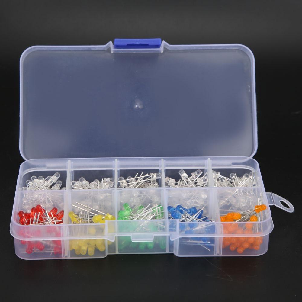 300PCS Small Luminous LED Diode Lights Assorted Colors Light Emitting Diodes Science Project