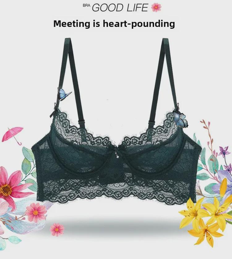 Set Sutiene Sexy cu Dantelă pentru Femei: Mărimi mari cu susținere pentru sâni mari, îmbunătățind silueta, design subțire și confortabil.