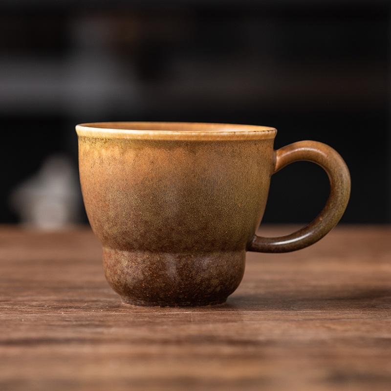 Ceramic Latte Cup Coarse Pottery Breakfast Cup Office Mug Embossed Fancy Latte Coffee Cup