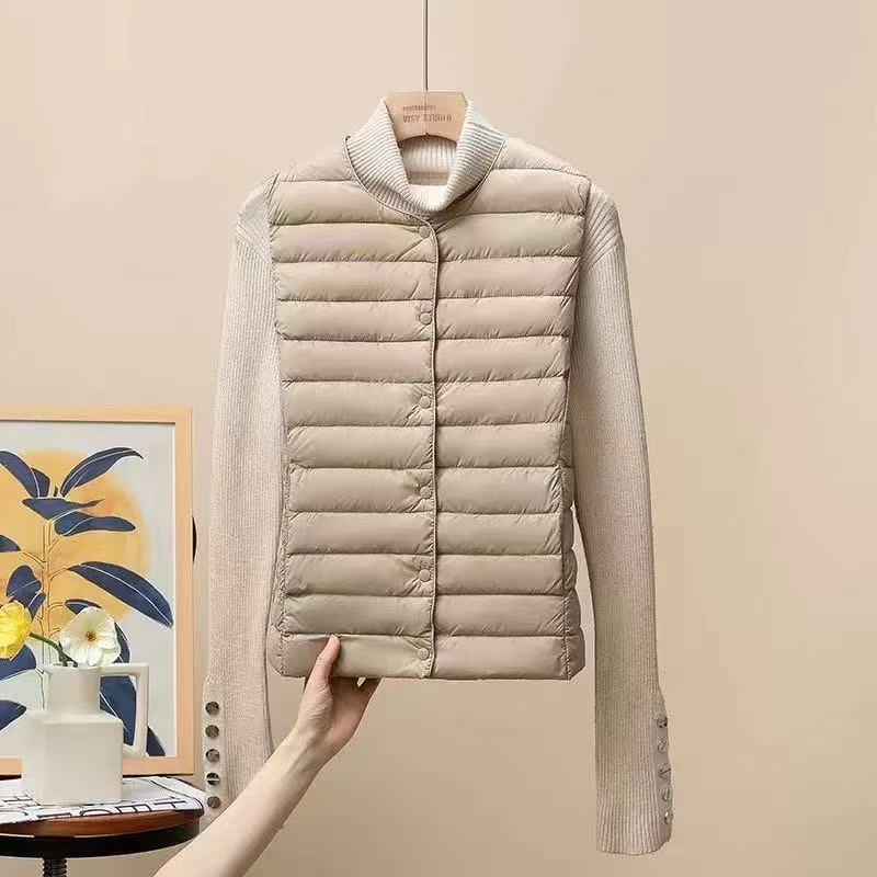 Leichte Baumwollweste Herbst und Winter Kurz Innere Bekleidung Einfarbig Kragenlos Futterweste Damen Figurbetonte Warme Weste