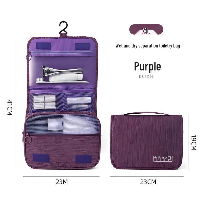 Cationic Hanging Toiletry Bag: Wet/Dry Separation Frosted Makeup Travel Organizer