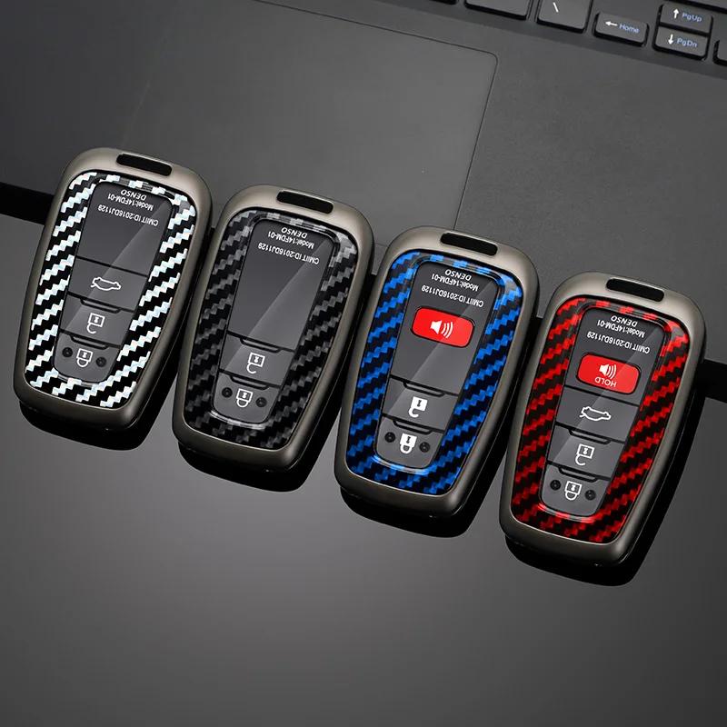 For Toyota CHR Prado 2017 2018 Prius Camry Corolla RAV4 2017 2018 2019 2020 Carbon fiber Zinc Alloy Car Key Cover Case Holder