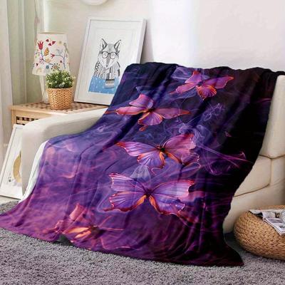 1pc Butterfly Print Blanket, Flannel Blanket, Soft Warm Throw Blanket Nap Blanket For Couch Sofa Office Bed Camping Travel