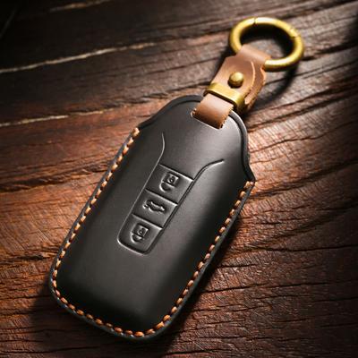 Handmade Leather Vintage Key Cover for VW Touareg with Stitching Custom Key Case