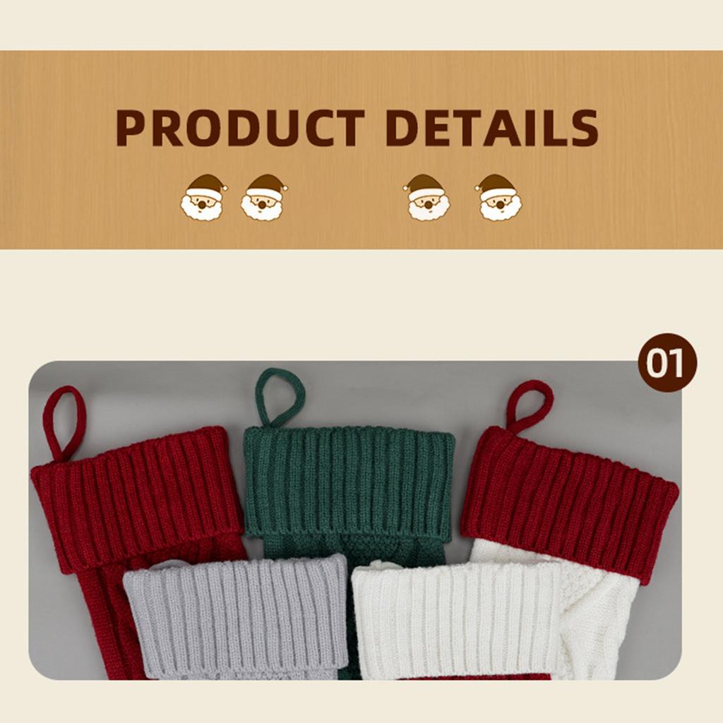 Xmas Hanging Stockings 18 Inches Knitted Stocking Large Size Knitted Xmas Stocking for Holiday Christmas Party Family Decor