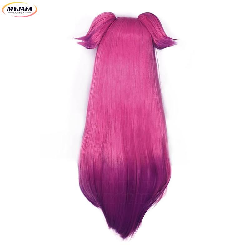 LOL Heartsteel Alune Cosplay Wig Gradient Long Two Clip Ponytails Heat Resistant Synthetic Hair Anime Cosplay Wigs + Wig Cap