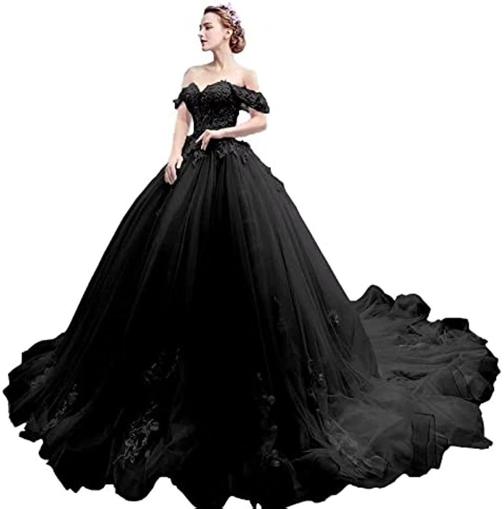 One-word Shoulder Tutu Dress Wedding Dress Birthday Party Art Test Performance Long Trailing Dress