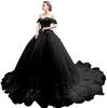 One-word Shoulder Tutu Dress Wedding Dress Birthday Party Art Test Performance Long Trailing Dress
