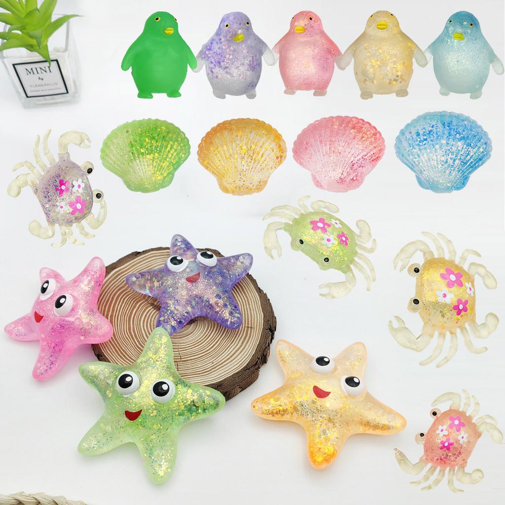 Marine Animals Starfish Shells Decompression Funny Silly Mallards Crabs Maltose Balls Squeezing Squishy Adult Kids Gift Toy