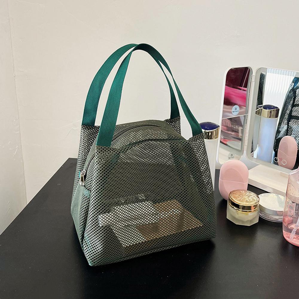 Mesh Makeup Organizer Portable Convenient Shower Bag Solid Color Tote Bag Simple Robust Hanging Pouch Bath Mesh Pockets