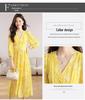 V-Neck Yellow Floral Tencel Chiffon Dress for Beach Vacation