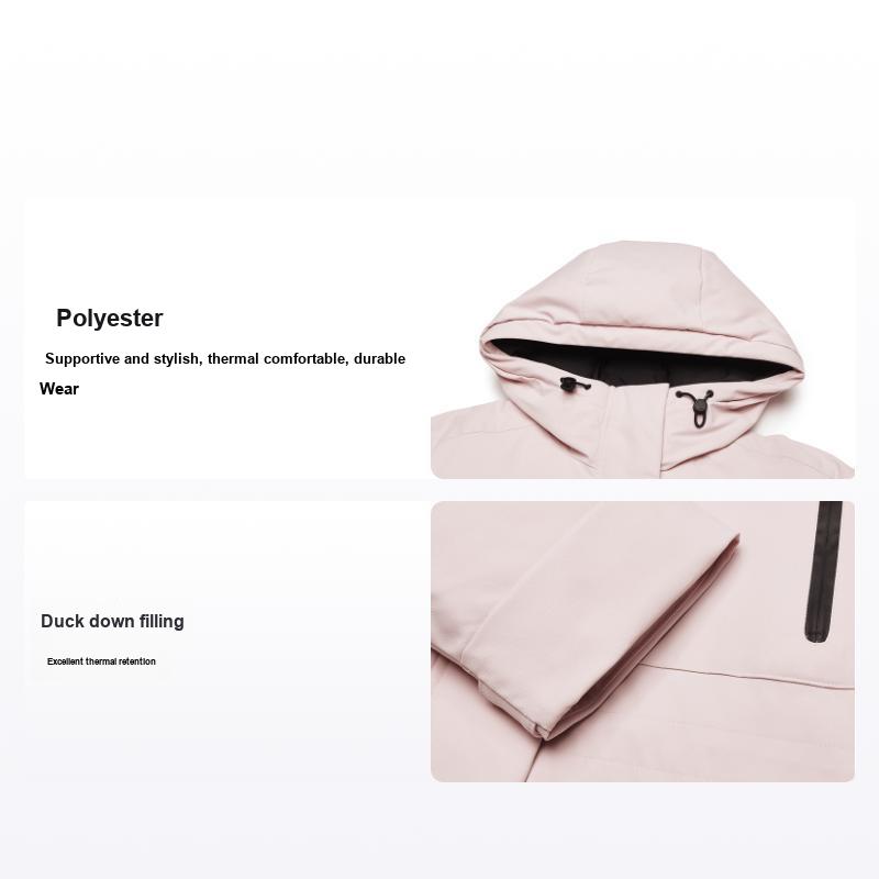 Fila Parka Longue à Capuche Chaude et Tendance Originale Veste en Duvet Femme Vêtement d'Extérieur Violet Fumée Rose Lotus F11W449911FPK