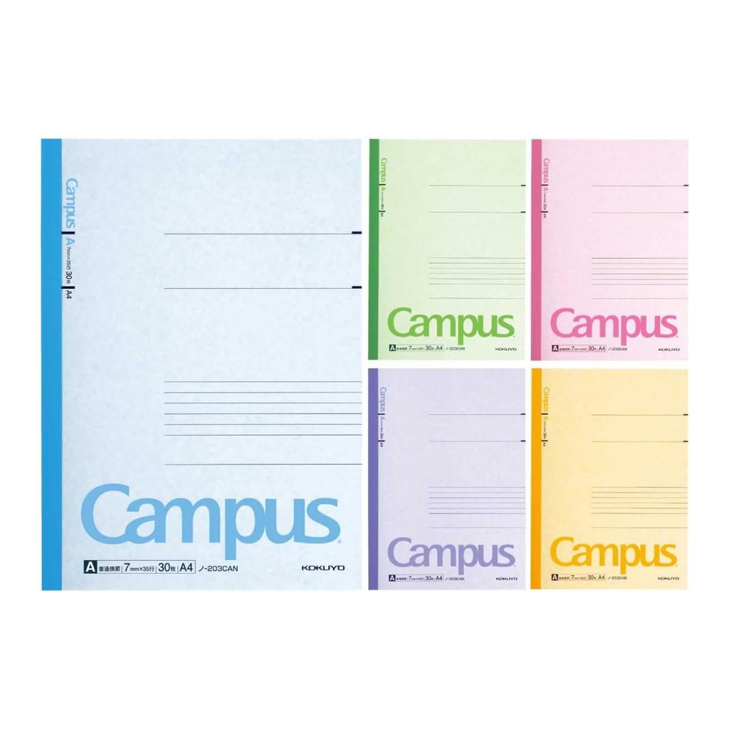 Kokuyo Notebook Campus A4 Color Cover 5 Pack Rule No-203CAX5