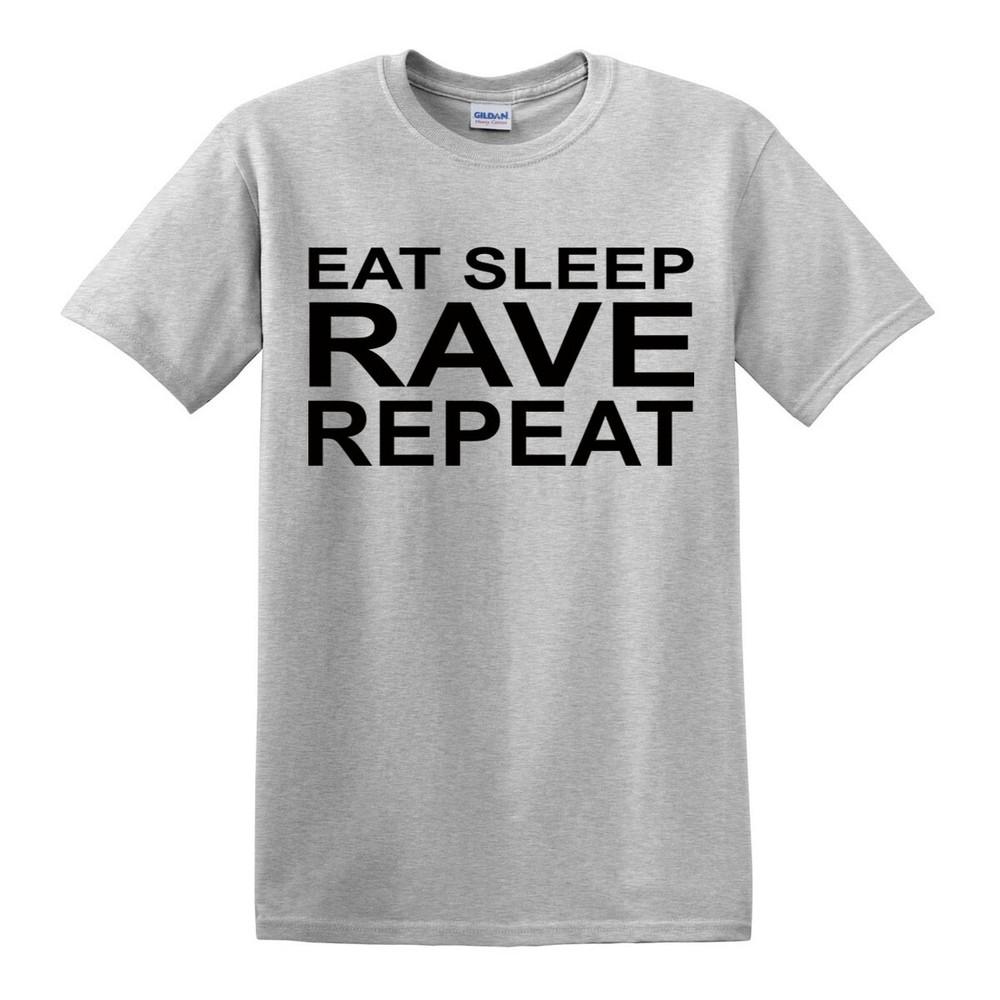 EAT SLEEP RAVE REPEAT Maglietta S5XL Techno Anni '80 '90 Festival Musica Danza Acid Top