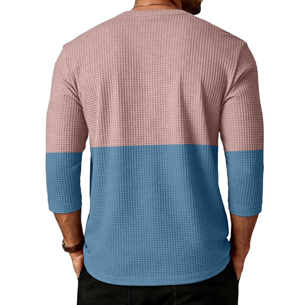 Men's  Sports  Leisure  Waverg  Three  Pieces  Buckle  Seven  Points   Sleeve  T-Shirt
