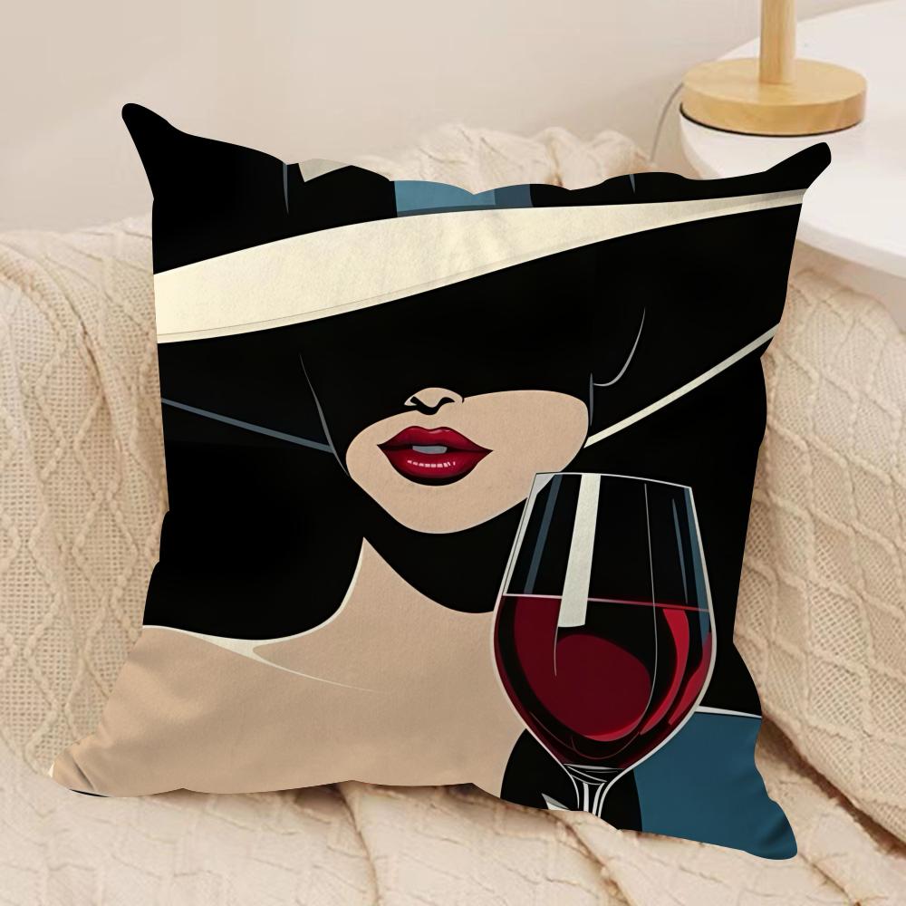 Vantage  Elegant Lady Cushion Cover Soft Plush Fabric Double-Sided Printed Sofa Cushion Cover for All Seasons Home Decor Gift