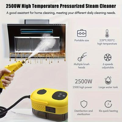 Dampfreiniger mit Touchscreen Hochtemperatur-Dampfreiniger unter Druck mit Bürstenkopf für Küchenmöbel, Badezimmer, Auto (5 Reinigungsköpfe)