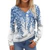 Damenoberteile Langarmmanschetten Button-Up-Hemd V-Ausschnitt Lässiges Lockeres T-Shirt Blumenoberteile