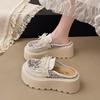 Temperament celebrity half slippers mesh yarn breathable bag head drag summer new wear Mary Jane shoes platform heightening sandals