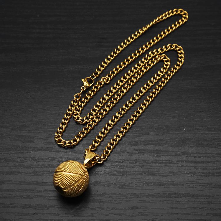 European-American Punk Hip-Hop Rock-Style Titanium Basketball Necklace for Men & Couples