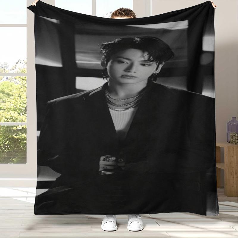 Jeon Jung Kook Kpop B-BTS Flannel Blanket,Ultra Soft Warm Plush Throw for Home Bedroom Bed Sofa Cover Office Camping gift